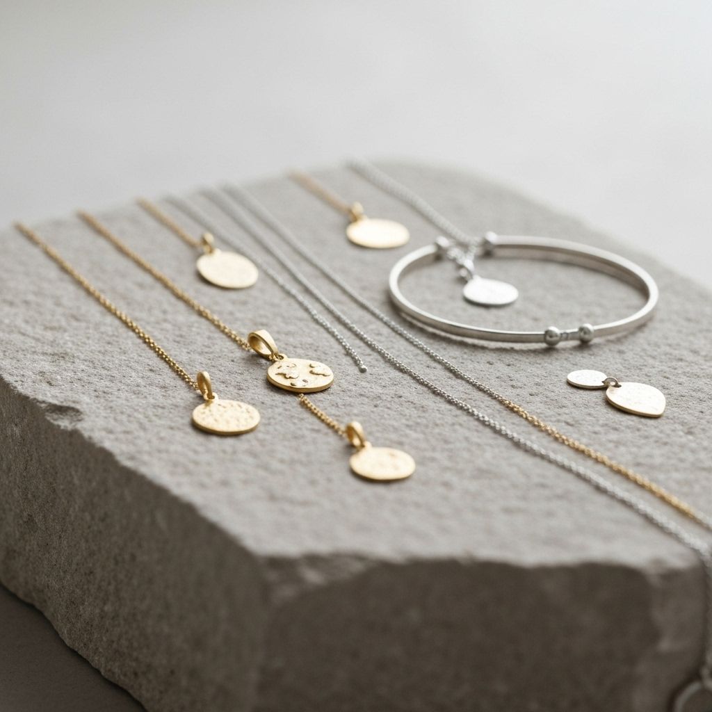 Jewelry on neutral stone texture